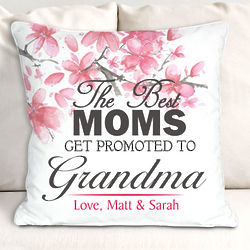 Personalized Promoted to Grandma Floral Throw Pillow