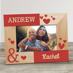 Personalized Couple's Hearts Wood Picture Frame