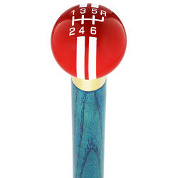 Rally Shift Round Knob Cane in Red & White