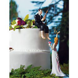 Fishing Groom and Bride Wedding Cake Topper