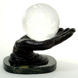 Open Palm Crystal Globe Decoration