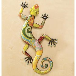 Talavera Painted Metal Gecko Wall Art