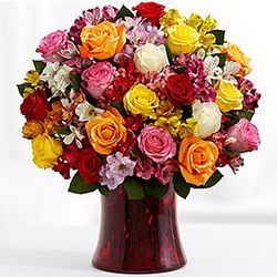 Premium Birthday Smiles Roses and Lilies Bouquet