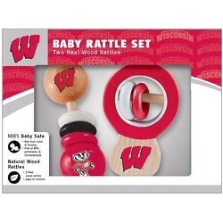 Wisconsin Badgers Wooden Baby Rattle Set