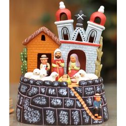 Bell Tower Christmas Ceramic Nativity Scene