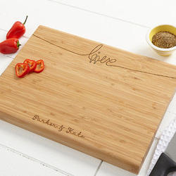 Lovebirds Personalized Bamboo Cutting Board