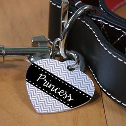 Personalized Chevron Heart Shaped Pet Tag