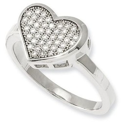 Cubic Zirconia Heart Ring in Sterling Silver