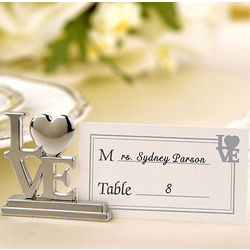 Silver Love Place Card Holders and Cards Set