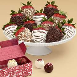 4 Valentine's Cake Truffles and Full Dozen Fancy Strawberries