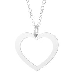 14mm Sterling Silver Open Heart Necklace