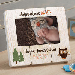 Baby Woodland Owl Personalized Shiplap Picture Frame