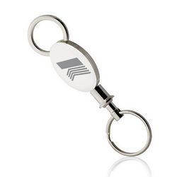 Silver Oval Valet Key Ring with Personalized Logo