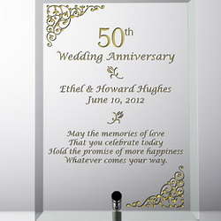 Personalized 50th Wedding Anniversary Glass Plaque