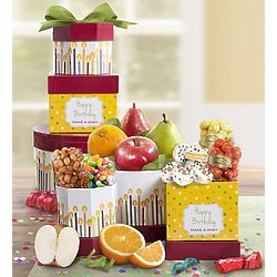Happy Birthday Fresh Fruit and Sweets Tower