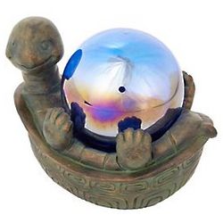 Polyresin Turtle Garden Statue with Gazing Ball
