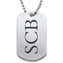 Stainless Steel Dog Tag Necklace with Initials