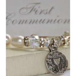 First Communion Medal Pearl Bracelet