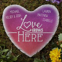 Love Grows Here Personalized Heart Garden Stone
