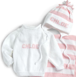 Baby's Personalized Cotton Knit Hat and Sweater