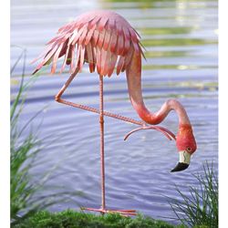 Metal Bowing Flamingo Garden Stake