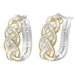 Strength of Family Diamond Earrings with Personalized Names