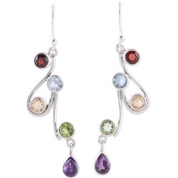 Dancing Rainbow Multi-Gemstone Dangle Earrings