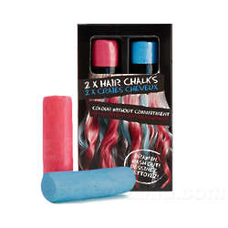 Red and Blue Hair Chalk