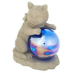 Polyresin Cat Garden Statue with Gazing Ball