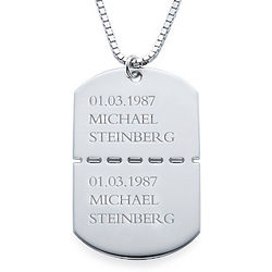 Men's Sterling Silver Engraved Dog Tag