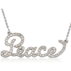 Diamond Kissed Peace Necklace in Sterling Silver