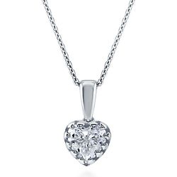 Sterling Silver Heart-Shaped CZ Solitaire Pendant