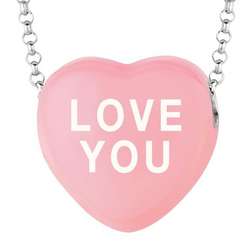 Sweethearts Pink Enamel Love You Necklace