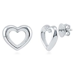 Sterling Silver Open Heart Fashion Stud Earrings