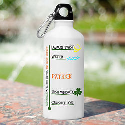 Personalized Irish Whiskey and Water Bottle