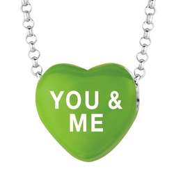 Green Enamel You And Me Candy Sweethearts Necklace