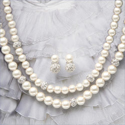 Double Pearl Strand Necklace and Earrings