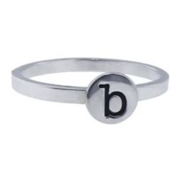 Sterling Silver Personalized Letter Button Ring