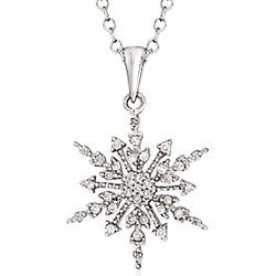 Diamond Snowflake Pendant Necklace in White Gold