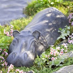 Swimming Hippo Garden Sculpture