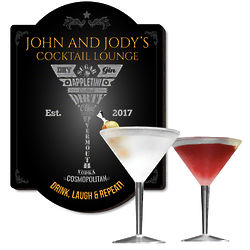 Personalized Modern Martini Bar Sign and Glasses