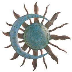 Recycled Metal Moon and Sun Wall Art