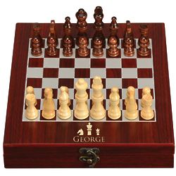 Personalized Royal Chess Set in Rosewood Box