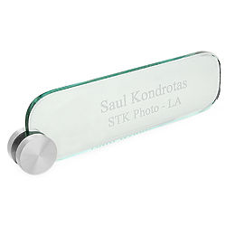 Personalized Crystal Desktop Name Plate with Silver Circle
