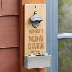 He's the Man Personalized Wood Bottle Opener