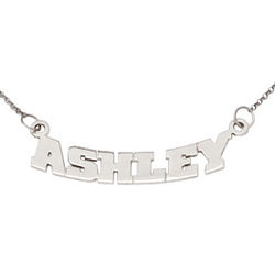 Sterling Silver Curved Capitalized Name Necklace