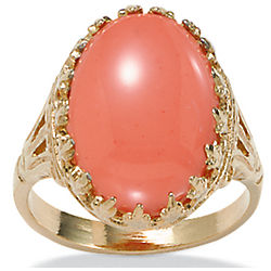 Simulated Coral 14k Yellow Gold-Plated Cocktail Ring