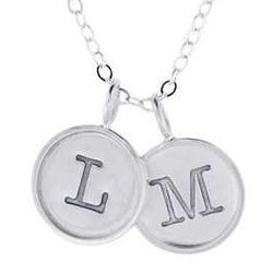 Personalized Twin Rimmed Sterling Silver Charm Necklace