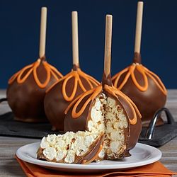 Set of 4 Caramel Chocolate-Dipped Popcorn Balls
