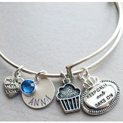 Keep Calm and Bake On Personalized Wire Bangle Bracelet